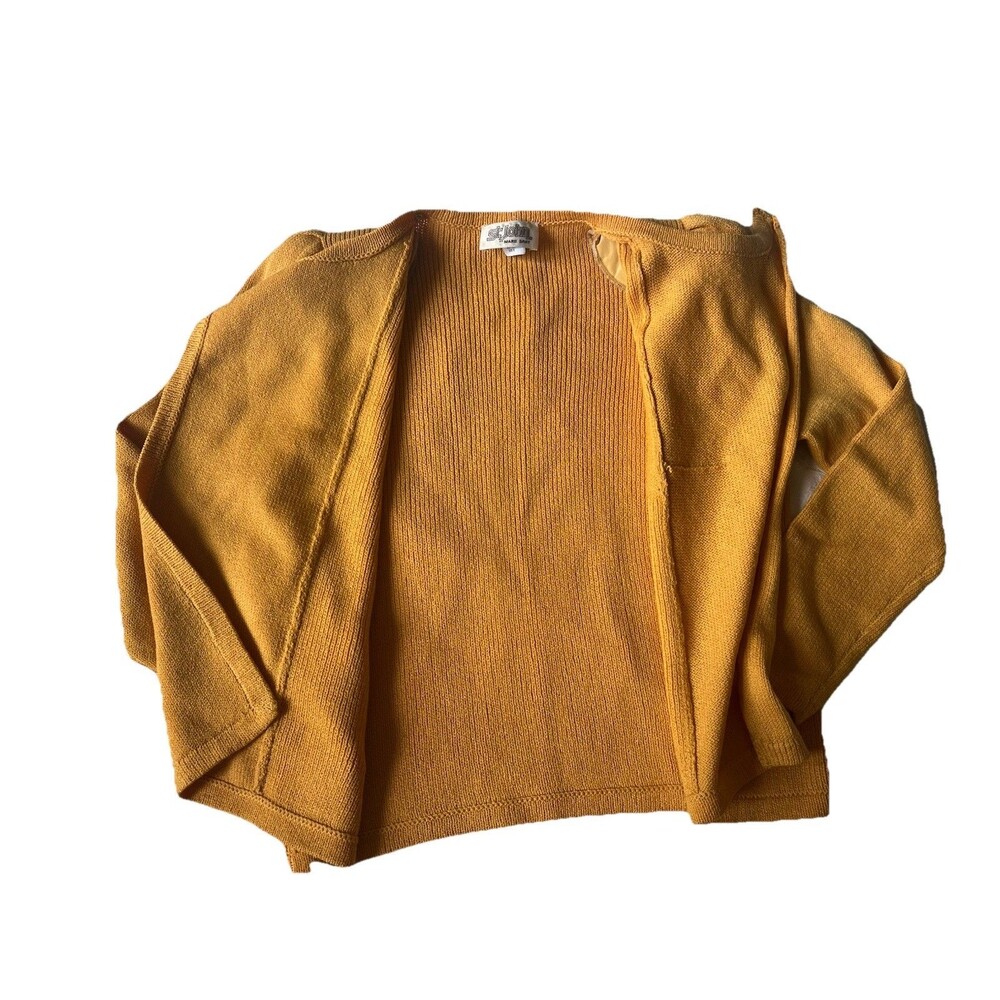 Vintage 80s/90s  St John Marie Gray YELLOW/GOLD  Knit Cardigan Sz 8 - Picture 5 of 8